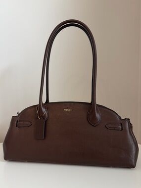 Coach Empire Carryall 34 Glazed Leather Maple Brown East West Brass Hardware